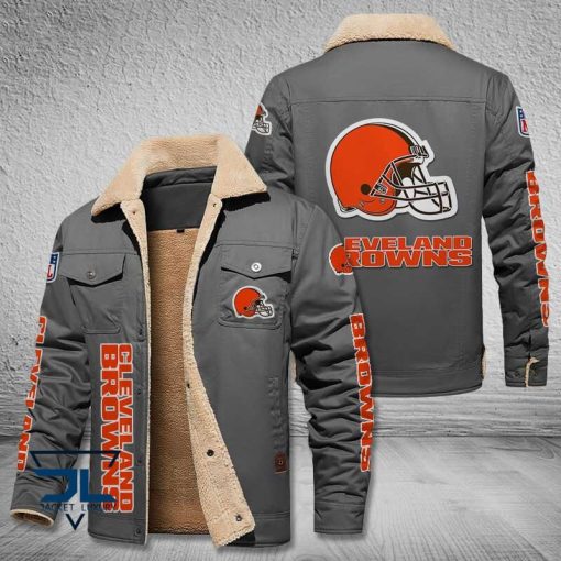 Cleveland Browns Fleece Leather Jacket V3116 - Image 4
