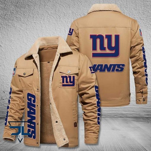 New York Giants Fleece Leather Jacket V3116 - Image 4