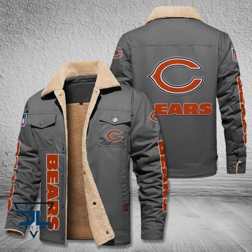 Chicago Bears Fleece Leather Jacket V3116 - Image 4