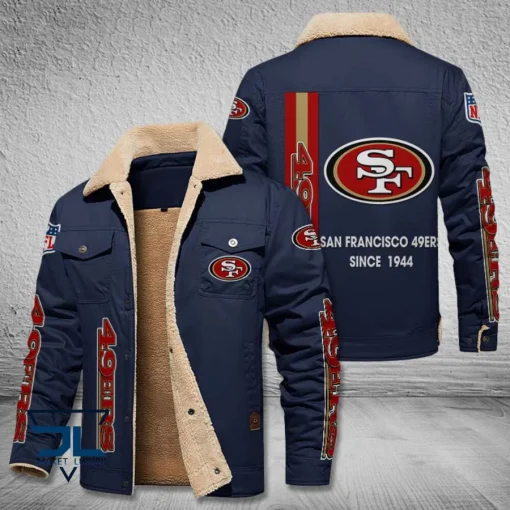 San Francisco 49ers Fleece Leather Jacket V3116 - Image 5