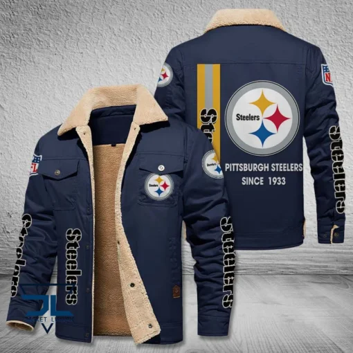 Pittsburgh Steelers Fleece Leather Jacket V3116 - Image 5