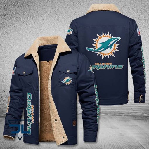 Miami Dolphins Fleece Leather Jacket V3116 - Image 5