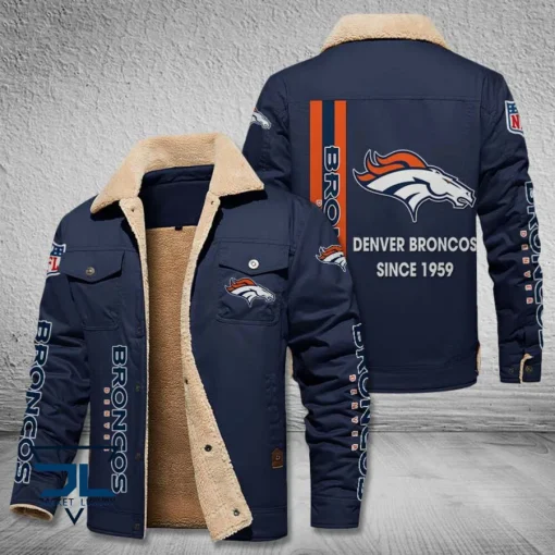 Denver Broncos Fleece Leather Jacket V3116 - Image 5