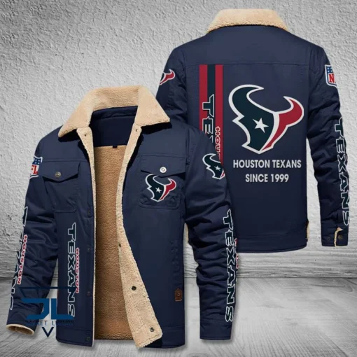 Houston Texans Fleece Leather Jacket V3116 - Image 5