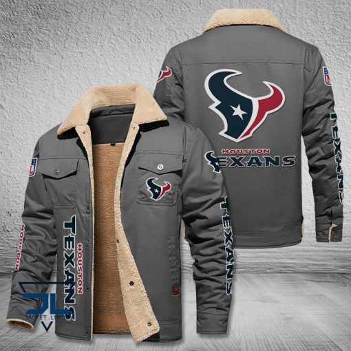 Houston Texans Fleece Leather Jacket V3116 - Image 5