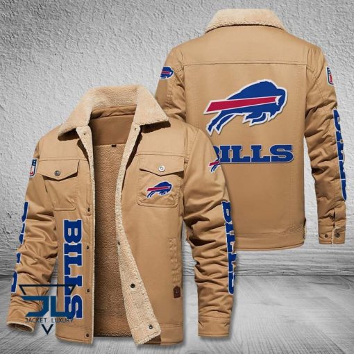 Buffalo Bills Fleece Leather Jacket V3116 - Image 5