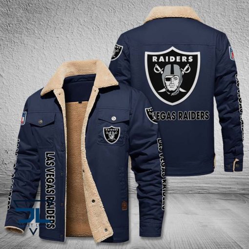 Las Vegas Raiders Fleece Leather Jacket V3116 - Image 5