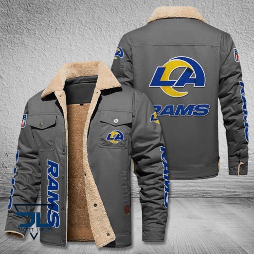Los Angeles Rams Fleece Leather Jacket V3116 - Image 5