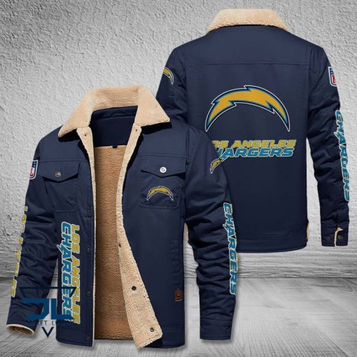 Los Angeles Chargers Fleece Leather Jacket V3116 - Image 5