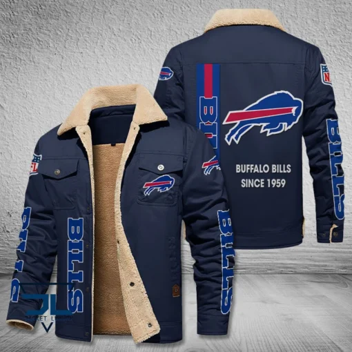 Buffalo Bills Fleece Leather Jacket V3116 - Image 5