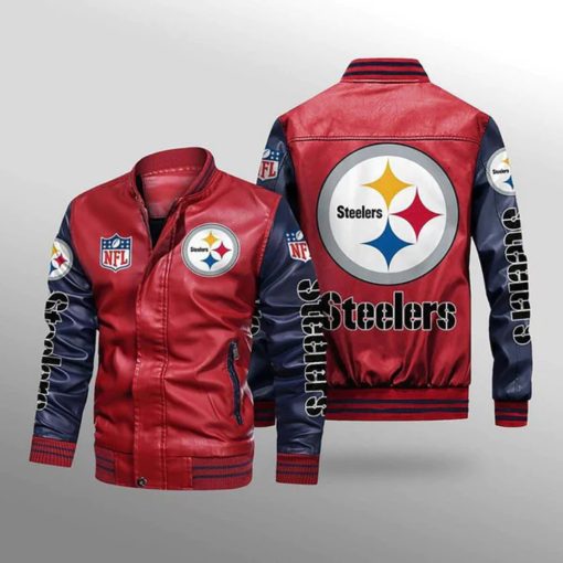 Pittsburgh Steelers Leather Jacket Thermal Plush V15 - Image 5