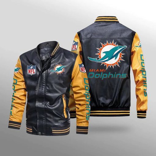 Miami Dolphins Leather Jacket Thermal Plush V46 - Image 3