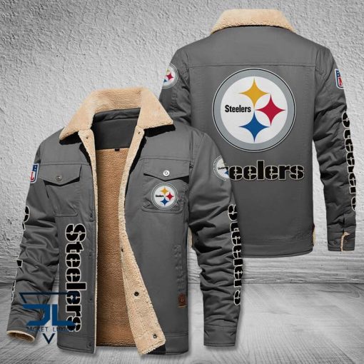 Pittsburgh Steelers Fleece Leather Jacket V3116 - Image 5