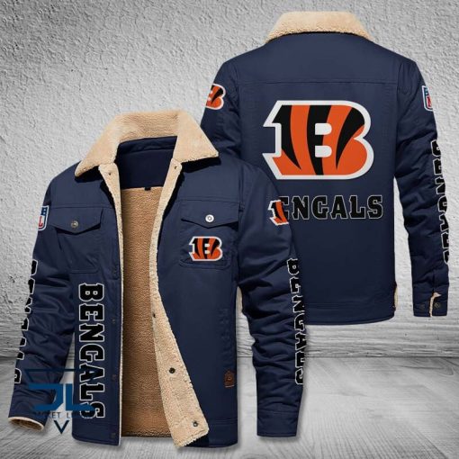 Cincinnati Bengals Fleece Leather Jacket V3116 - Image 5