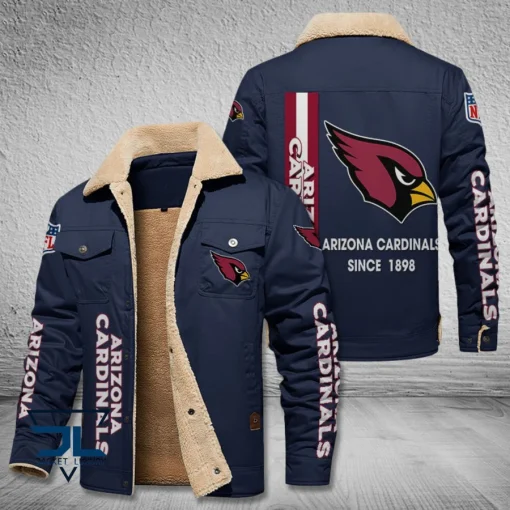 Arizona Cardinals Fleece Leather Jacket V3116 - Image 5