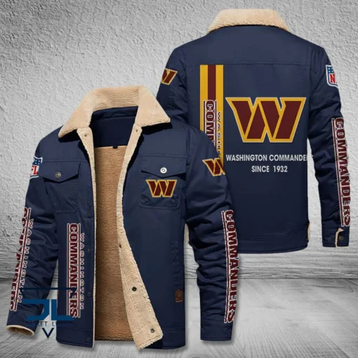 Washington Commanders Fleece Leather Jacket V3116 - Image 5