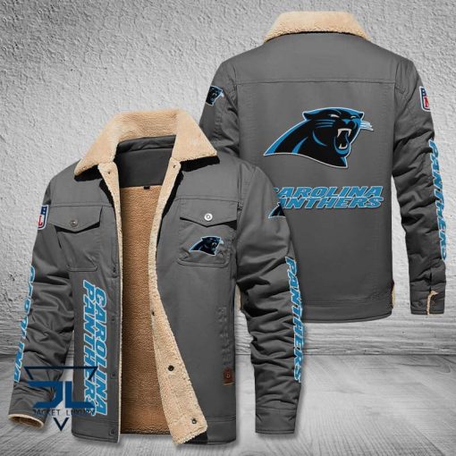 Carolina Panthers Fleece Leather Jacket V3116 - Image 5