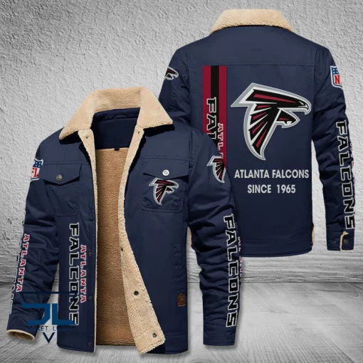 Atlanta Falcons Fleece Leather Jacket V3116 - Image 5