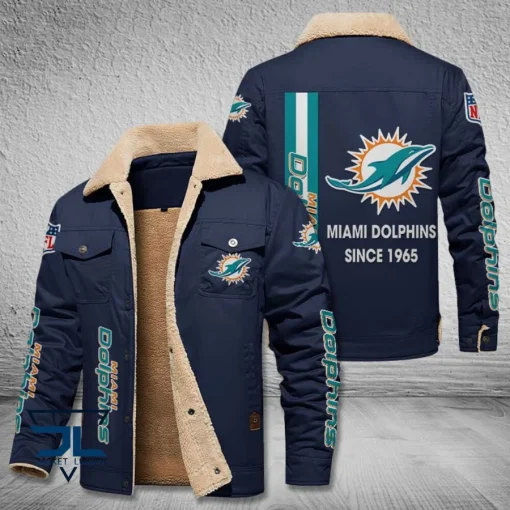 Miami Dolphins Fleece Leather Jacket V3116 - Image 5