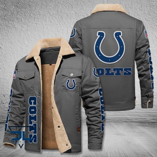 Indianapolis Colts Fleece Leather Jacket V3116 - Image 5