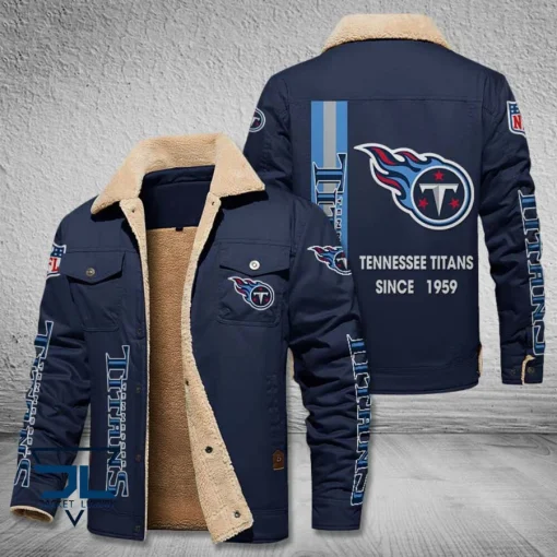 Tennessee Titans Fleece Leather Jacket V3116 - Image 5