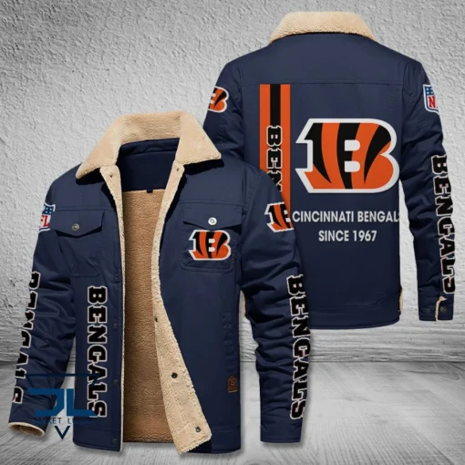 Cincinnati Bengals Fleece Leather Jacket V3116 - Image 5