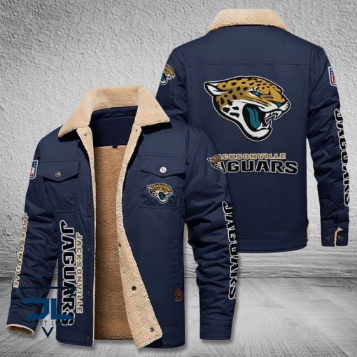 Jacksonville Jaguars Fleece Leather Jacket V3116 - Image 5