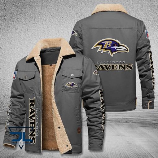 Baltimore Ravens Fleece Leather Jacket V3116 - Image 5