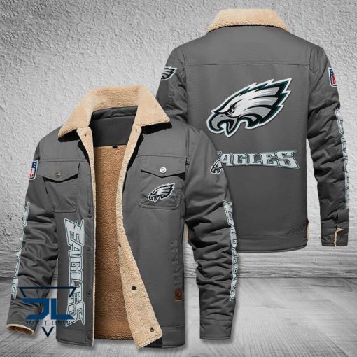 Philadelphia Eagles Fleece Leather Jacket V3116 - Image 5