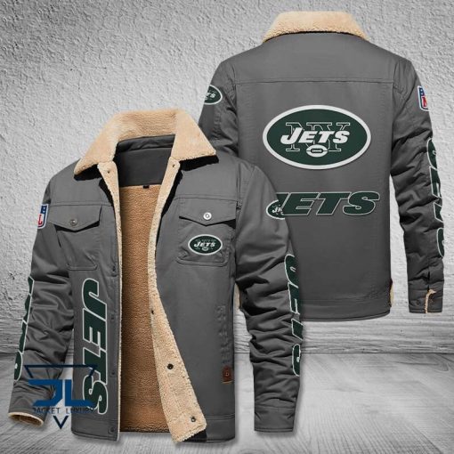 New York Jets Fleece Leather Jacket V3116 - Image 5