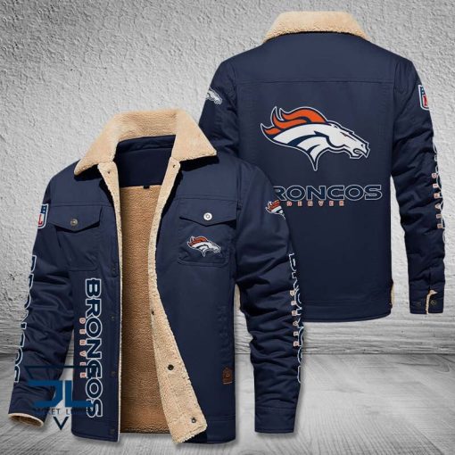 Denver Broncos Fleece Leather Jacket V3116 - Image 5