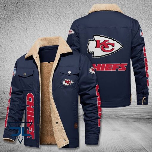 Kansas City Chiefs Fleece Leather Jacket V3116 - Image 5