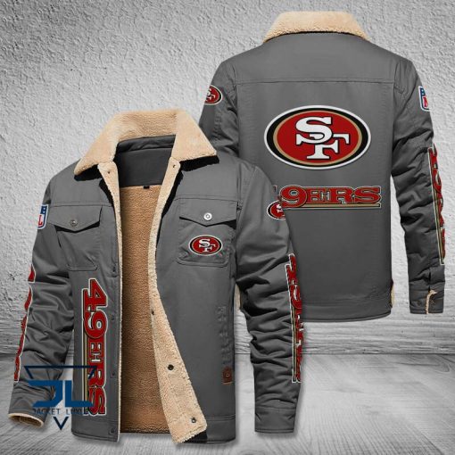 San Francisco 49ers Fleece Leather Jacket V3116 - Image 4