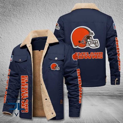 Cleveland Browns Fleece Leather Jacket V3116 - Image 5