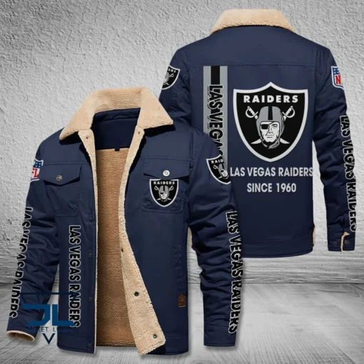 Las Vegas Raiders Fleece Leather Jacket V3116 - Image 5