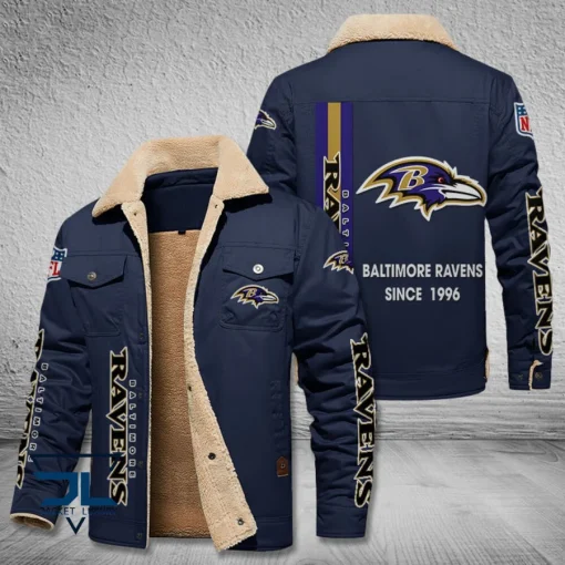 Baltimore Ravens Fleece Leather Jacket V3116 - Image 5