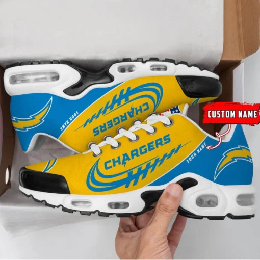 Los Angeles Chargers Custom Name Air Cushion Sports Shoes V20 - Image 3