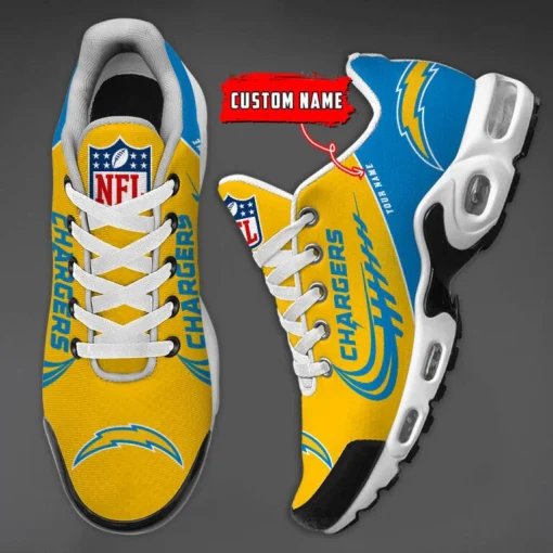Los Angeles Chargers Custom Name Air Cushion Sports Shoes V20 - Image 4