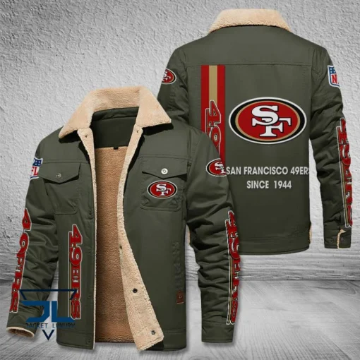 San Francisco 49ers Fleece Leather Jacket V3116 - Image 6