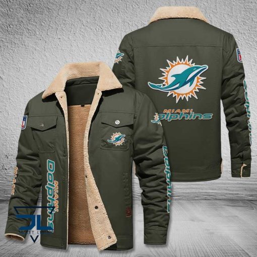 Miami Dolphins Fleece Leather Jacket V3116 - Image 6