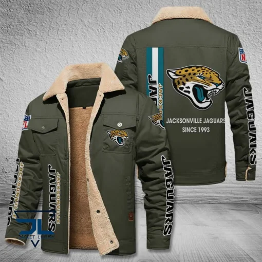 Jacksonville Jaguars Fleece Leather Jacket V3116 - Image 6