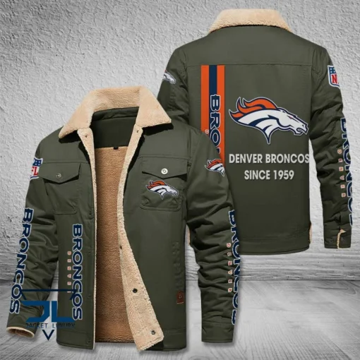 Denver Broncos Fleece Leather Jacket V3116 - Image 6