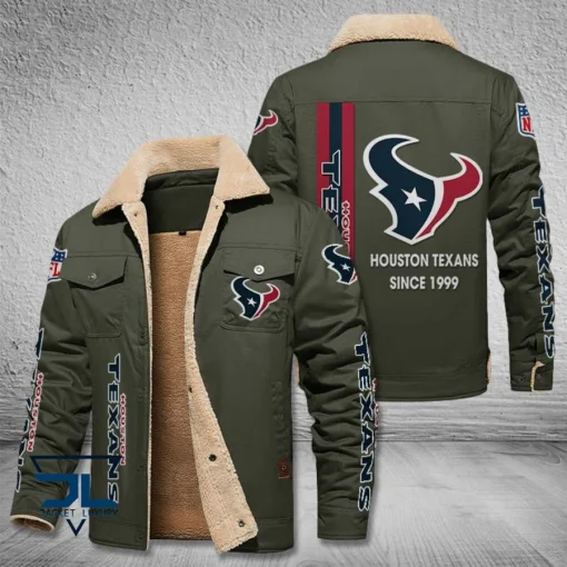 Houston Texans Fleece Leather Jacket V3116 - Image 6