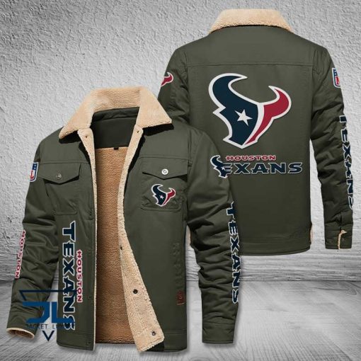 Houston Texans Fleece Leather Jacket V3116 - Image 6