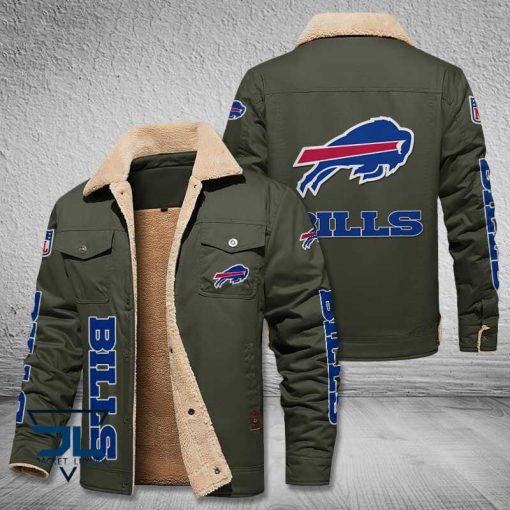 Buffalo Bills Fleece Leather Jacket V3116 - Image 6