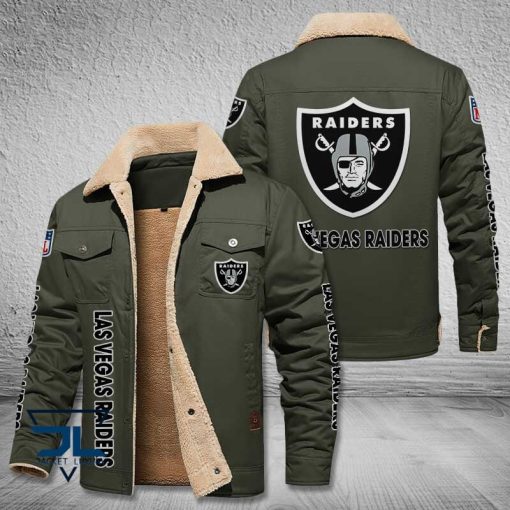 Las Vegas Raiders Fleece Leather Jacket V3116 - Image 6