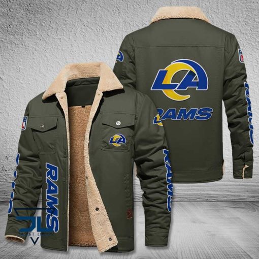 Los Angeles Rams Fleece Leather Jacket V3116 - Image 6