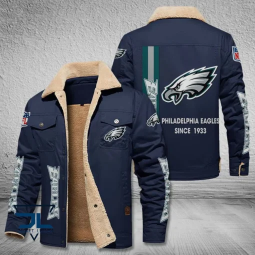 Philadelphia Eagles Fleece Leather Jacket V3116 - Image 6