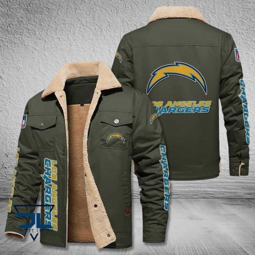 Los Angeles Chargers Fleece Leather Jacket V3116 - Image 6