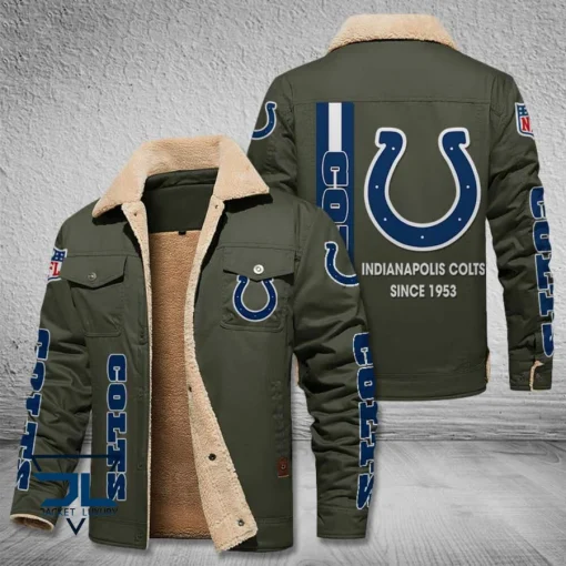 Indianapolis Colts Fleece Leather Jacket V3116 - Image 6